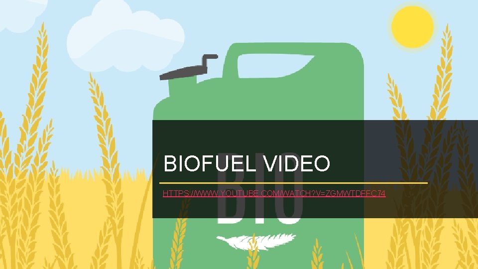 BIOFUEL VIDEO HTTPS: //WWW. YOUTUBE. COM/WATCH? V=ZGMWTDFFC 74 