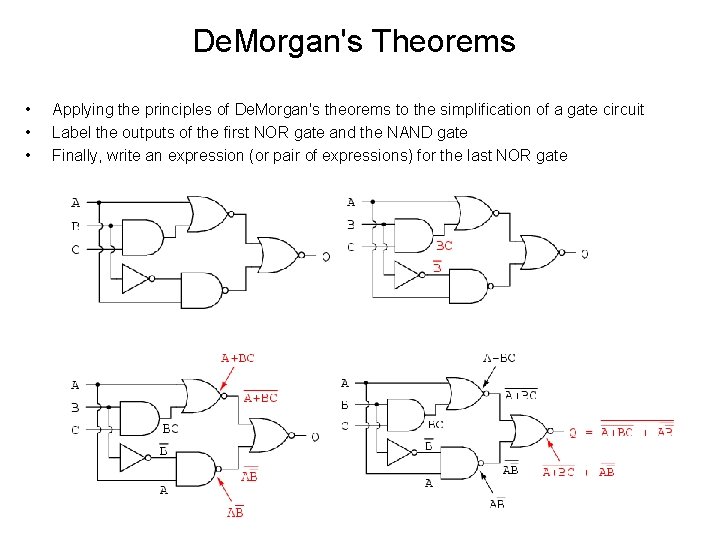De. Morgan's Theorems • • • Applying the principles of De. Morgan's theorems to De. Morgan's Theorems • • • Applying the principles of De. Morgan's theorems to