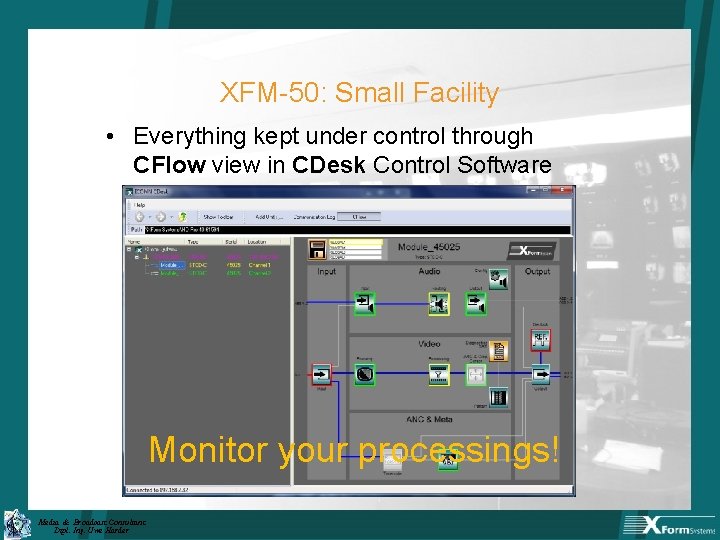 XFM-50: Small Facility • Everything kept under control through CFlow view in CDesk Control