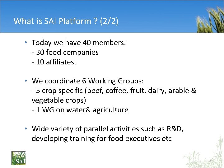 What is SAI Platform ? (2/2) • Today we have 40 members: - 30