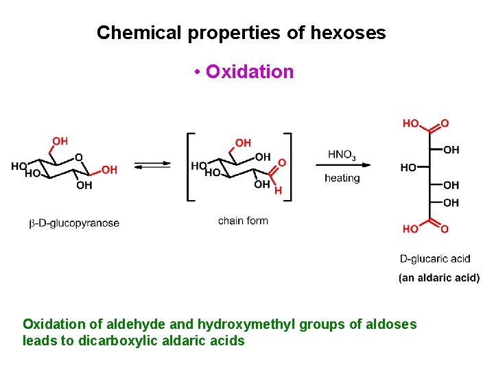 Chemical properties of hexoses • Oxidation of aldehyde and hydroxymethyl groups of aldoses leads Chemical properties of hexoses • Oxidation of aldehyde and hydroxymethyl groups of aldoses leads