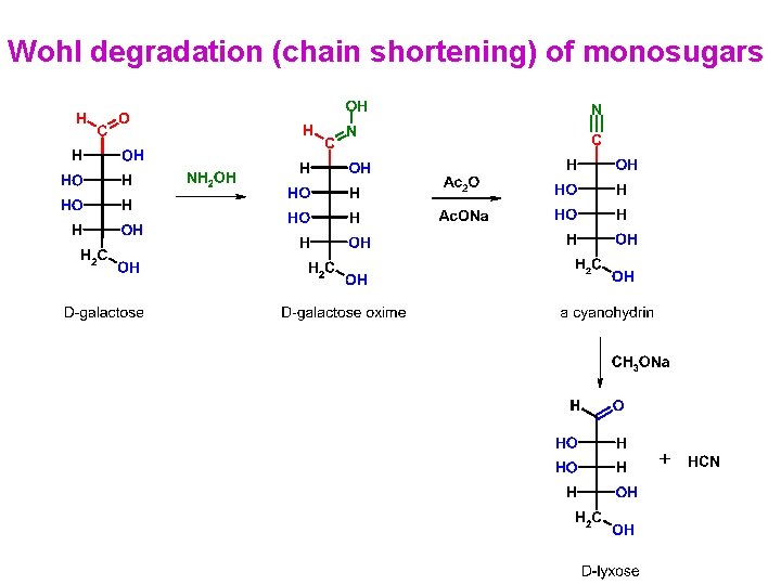 Wohl degradation (chain shortening) of monosugars Wohl degradation (chain shortening) of monosugars