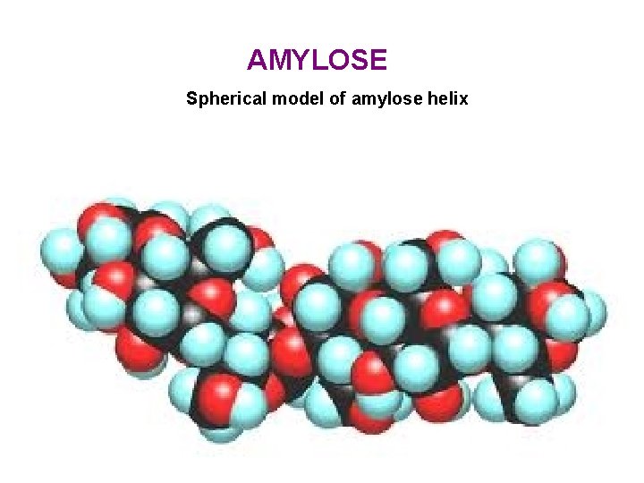 AMYLOSE Spherical model of amylose helix AMYLOSE Spherical model of amylose helix