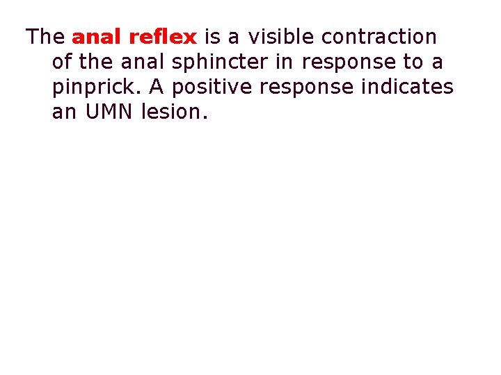 The anal reflex is a visible contraction of the anal sphincter in response to
