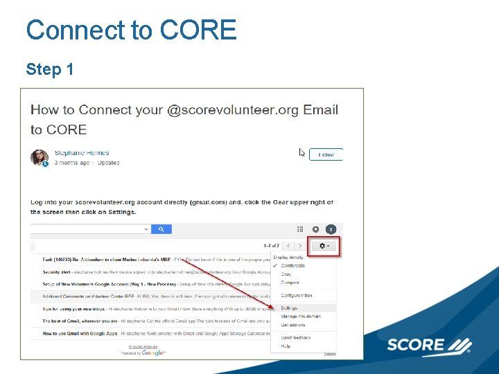 Connect to CORE Step 1 
