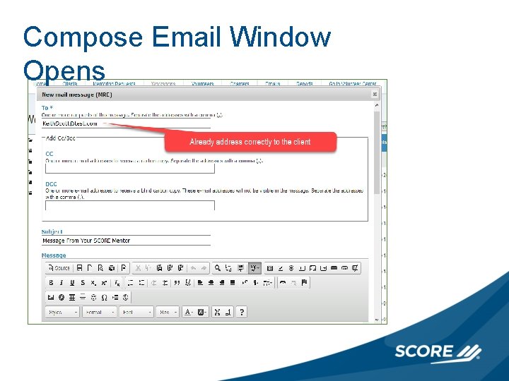 Compose Email Window Opens 