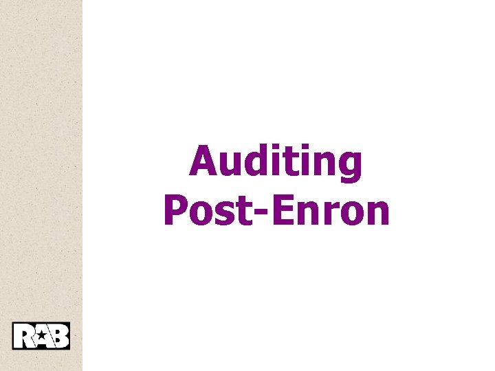 Auditing Post-Enron 