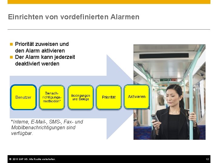 Einrichten vordefinierten Alarmen Priorität zuweisen und den Alarm aktivieren n Der Alarm kann jederzeit