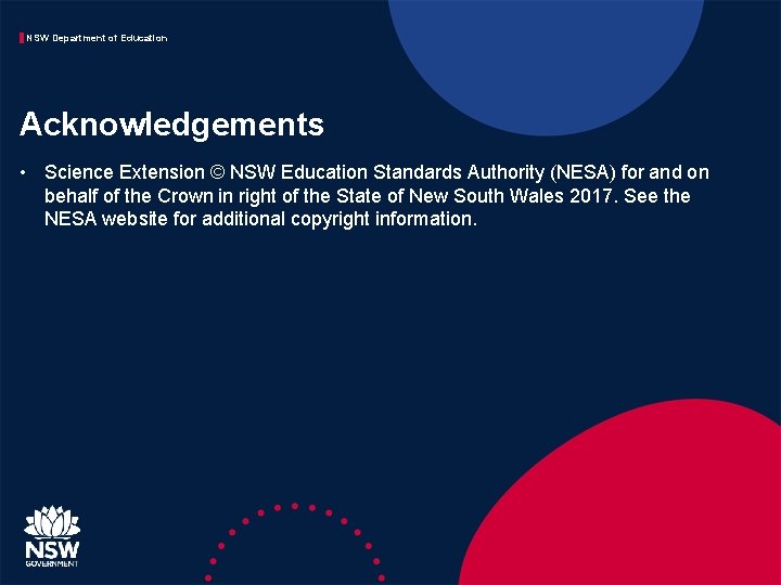 NSW Department of Education Acknowledgements • Science Extension © NSW Education Standards Authority (NESA)