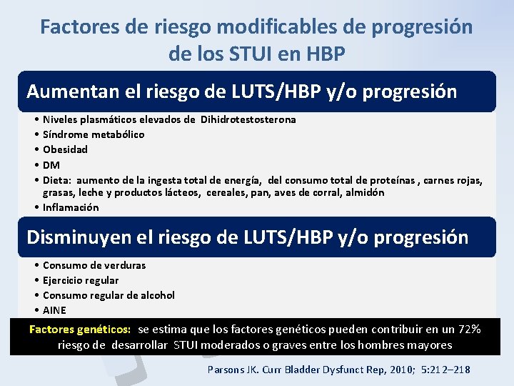 Factores de riesgo modificables de progresión de los STUI en HBP P B H