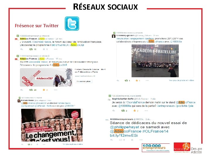 RÉSEAUX SOCIAUX Présence sur Twitter 