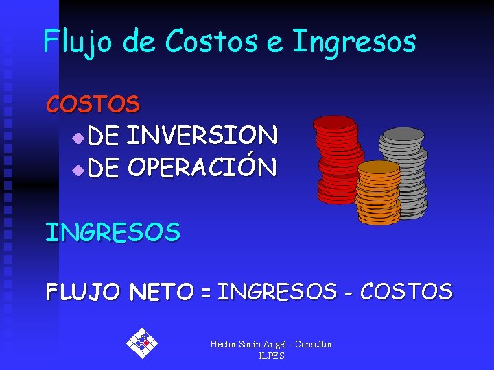 Flujo de Costos e Ingresos COSTOS DE INVERSION u DE OPERACIÓN u INGRESOS FLUJO