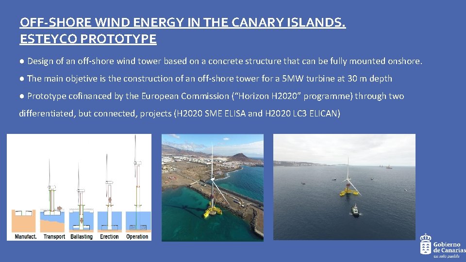 OFF-SHORE WIND ENERGY IN THE CANARY ISLANDS. ESTEYCO PROTOTYPE ● Design of an off-shore