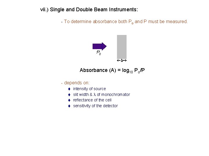 vii. ) Single and Double Beam Instruments: - To determine absorbance both Po and