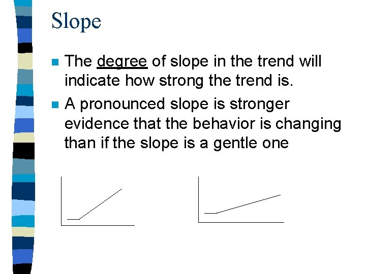 Slope n n The degree of slope in the trend will indicate how strong