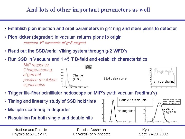 And lots of other important parameters as well • Establish pion injection and orbit