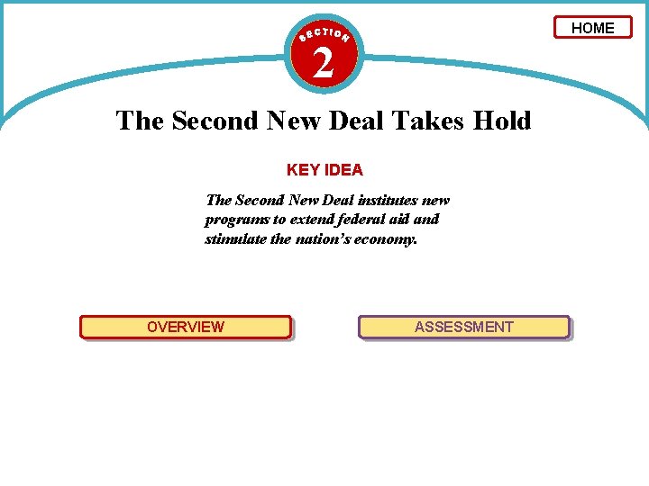 HOME 2 The Second New Deal Takes Hold KEY IDEA The Second New Deal