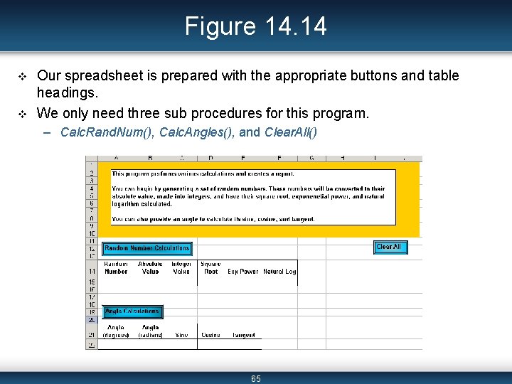 Figure 14. 14 v v Our spreadsheet is prepared with the appropriate buttons and