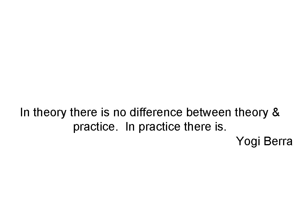 Text In theory there is no difference between theory & practice. In practice there