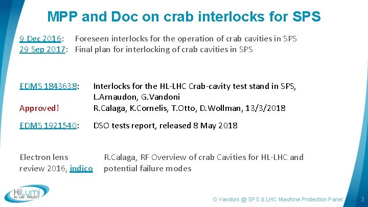 MPP and Doc on crab interlocks for SPS 9 Dec 2016: Foreseen interlocks for