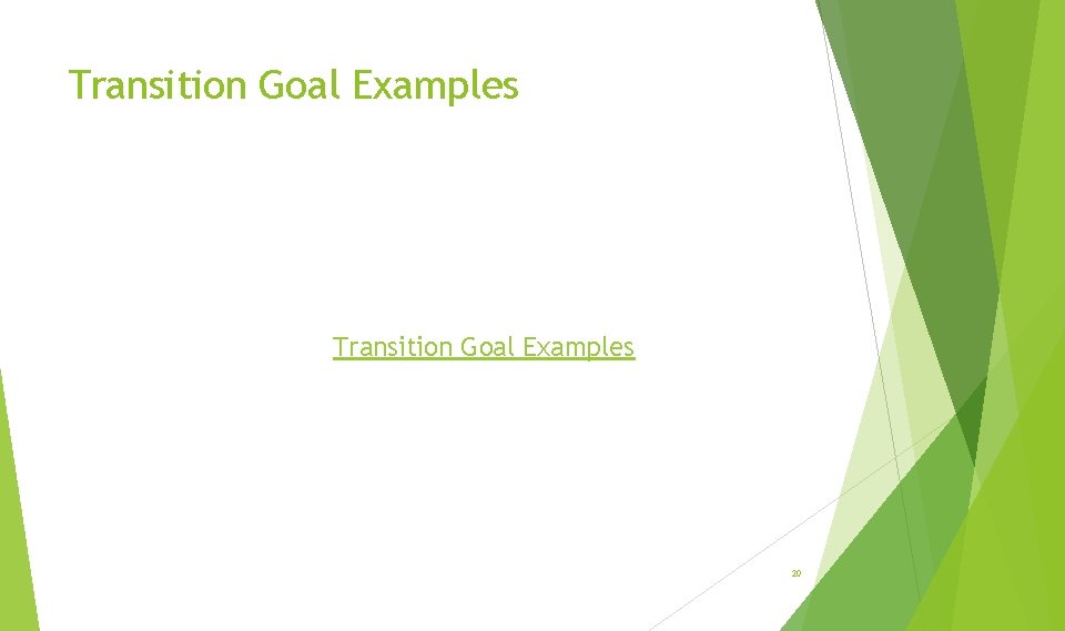 Transition Goal Examples 20 