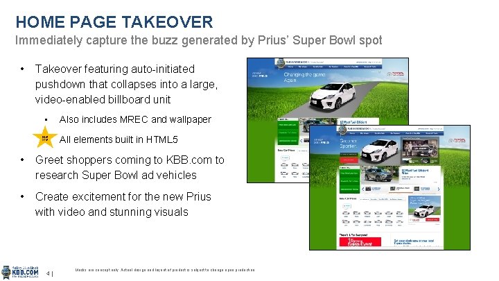 HOME PAGE TAKEOVER Immediately capture the buzz generated by Prius’ Super Bowl spot •