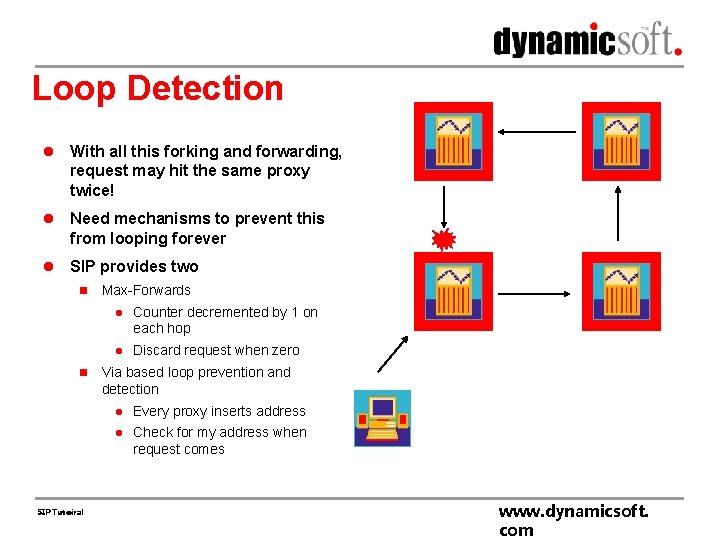 Loop Detection l With all this forking and forwarding, request may hit the same