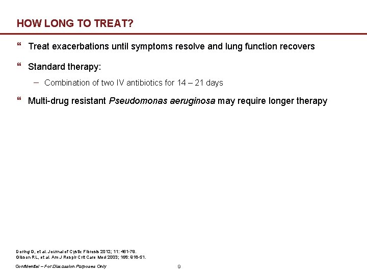 HOW LONG TO TREAT? } Treat exacerbations until symptoms resolve and lung function recovers