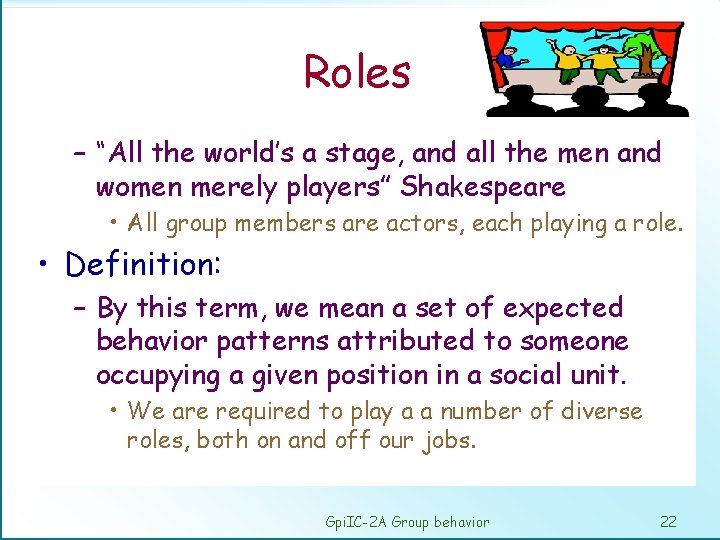 Roles – “All the world’s a stage, and all the men and women merely