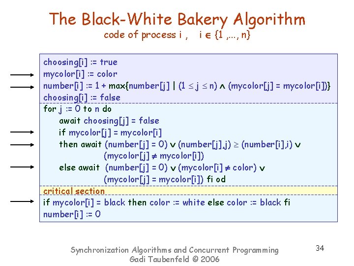 The Black-White Bakery Algorithm code of process i , i {1 , . .