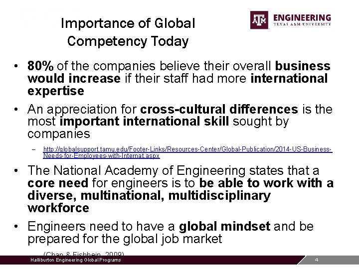 Importance of Global Competency Today • 80% of the companies believe their overall business
