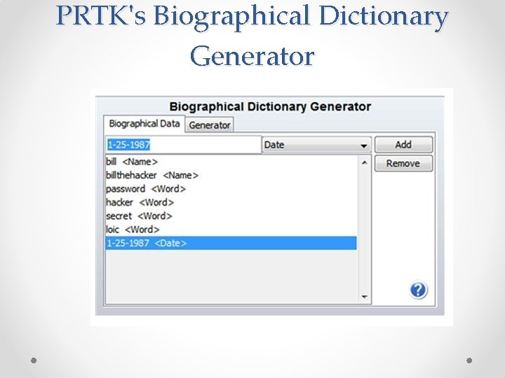 PRTK's Biographical Dictionary Generator 
