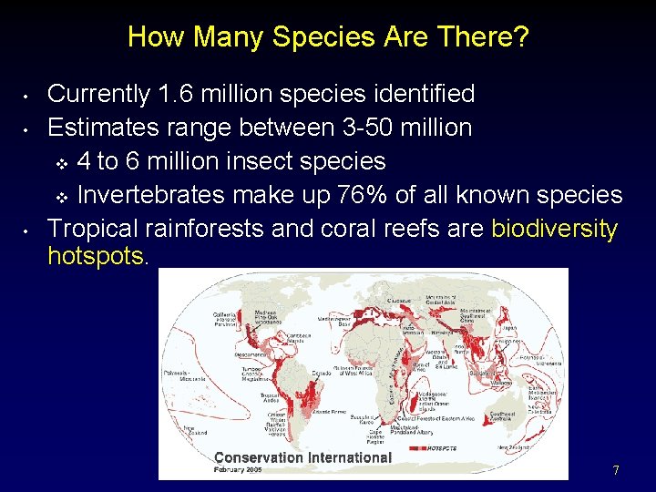 How Many Species Are There? • • • Currently 1. 6 million species identified