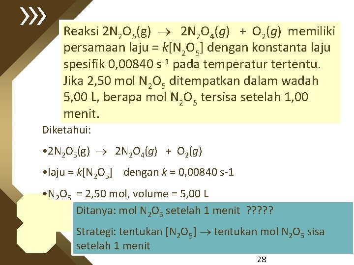 Reaksi 2 N 2 O 5(g) 2 N 2 O 4(g) + O 2(g)