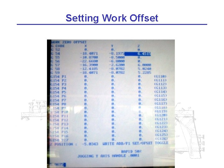 Setting Work Offset 