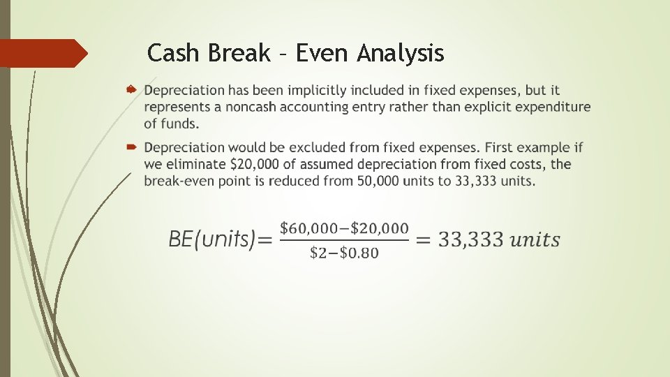 Cash Break – Even Analysis 