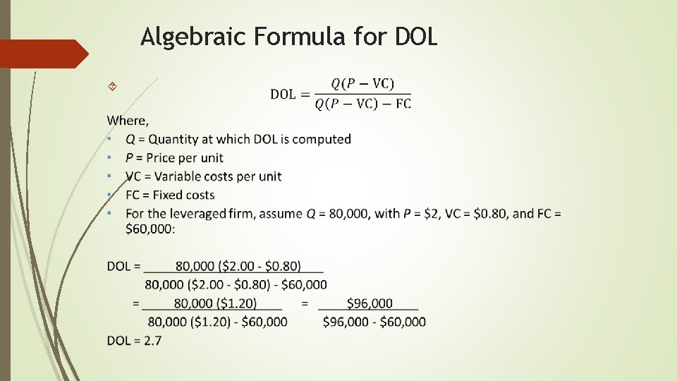 Algebraic Formula for DOL 