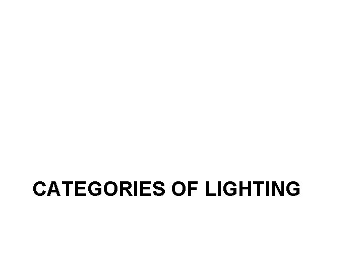 CATEGORIES OF LIGHTING 