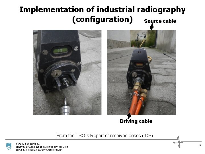 Implementation of industrial radiography (configuration) Source cable Driving cable From the TSO`s Report of