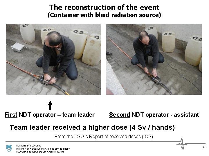 The reconstruction of the event (Container with blind radiation source) First NDT operator –