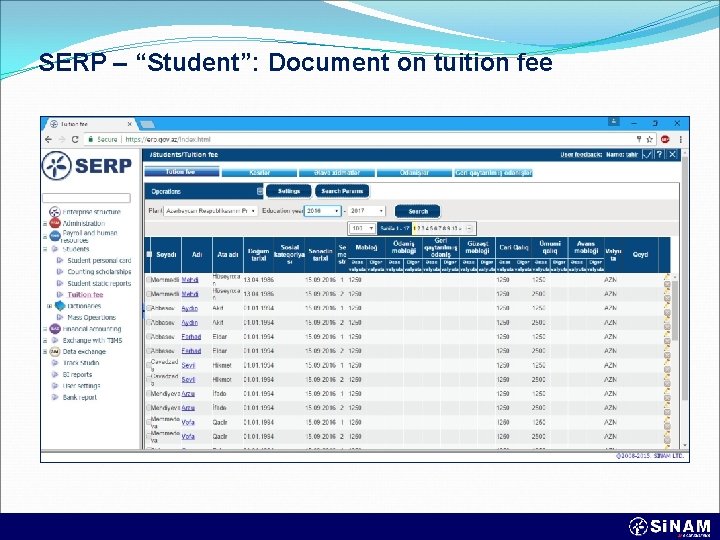 SERP – “Student”: Document on tuition fee 