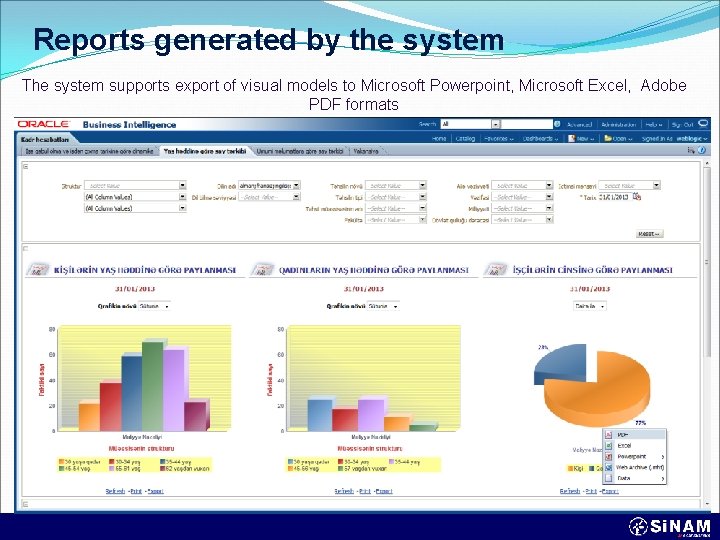 Reports generated by the system The system supports export of visual models to Microsoft