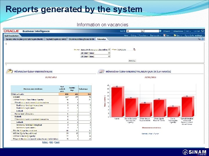 Reports generated by the system Information on vacancies 