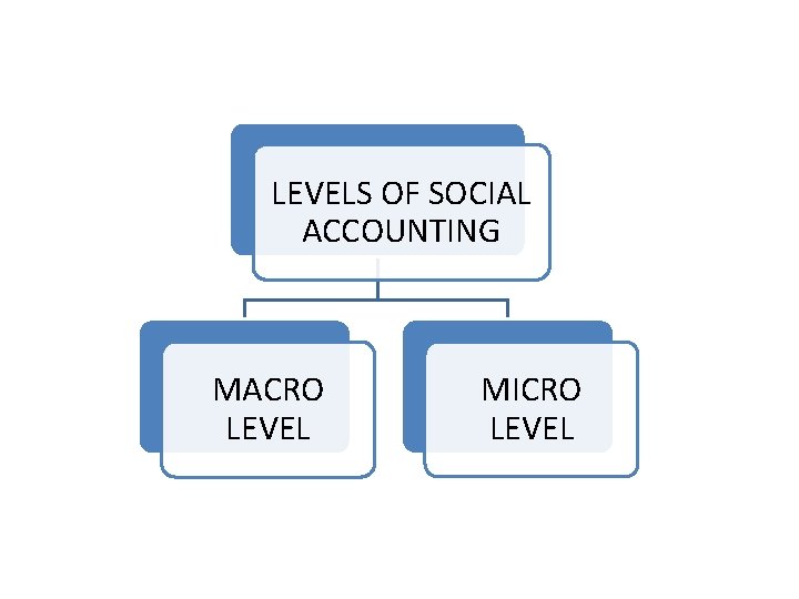 LEVELS OF SOCIAL ACCOUNTING MACRO LEVEL MICRO LEVEL 