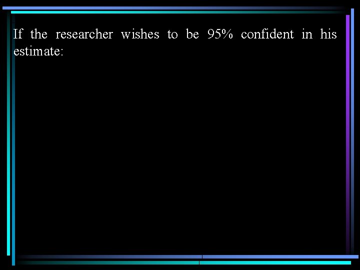 If the researcher wishes to be 95% confident in his estimate: 