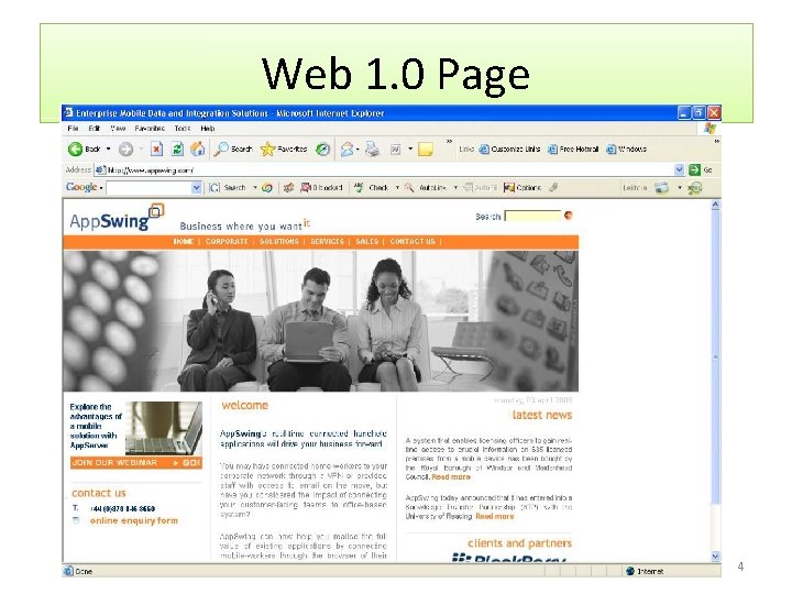 Web 1. 0 Page 4 