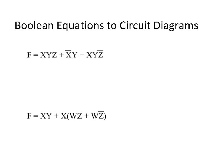 Boolean Equations to Circuit Diagrams 