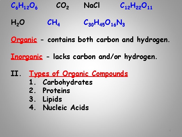 C 6 H 12 O 6 H 2 O CO 2 CH 4 Na.