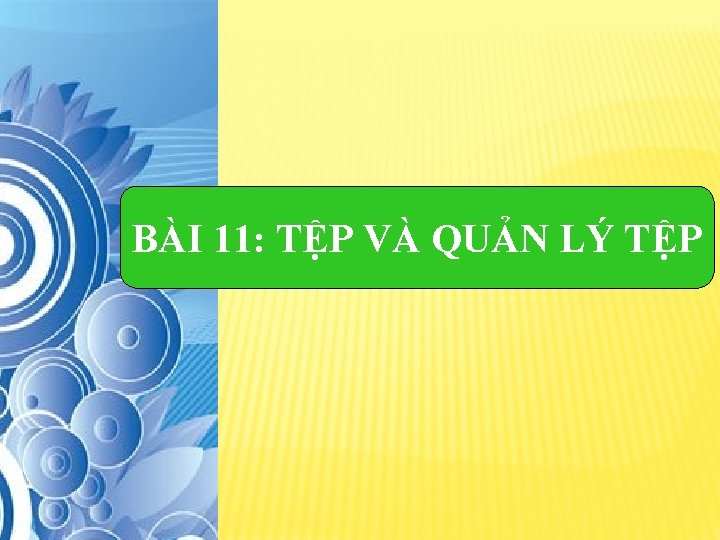 BÀI 11: TỆP VÀ QUẢN LÝ TỆP 