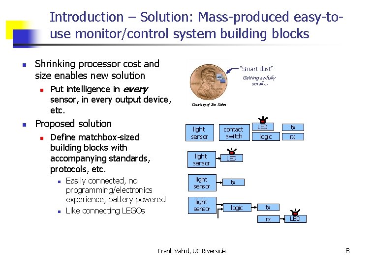 Introduction – Solution: Mass-produced easy-touse monitor/control system building blocks n Shrinking processor cost and